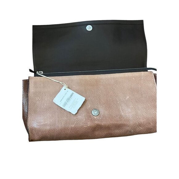 Brunello Cucinelli Leather Clutch Colorblock Brown Tan NWT - Picture 14 of 16